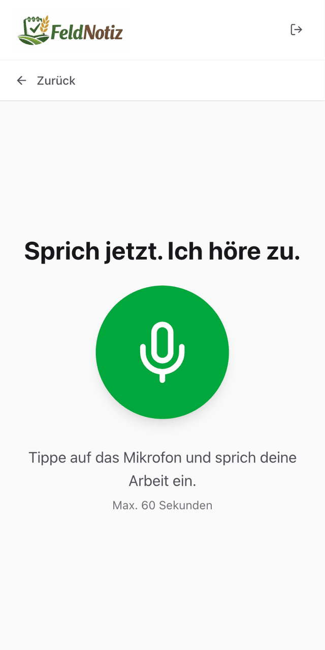 Arbeit festhalten per Sprache