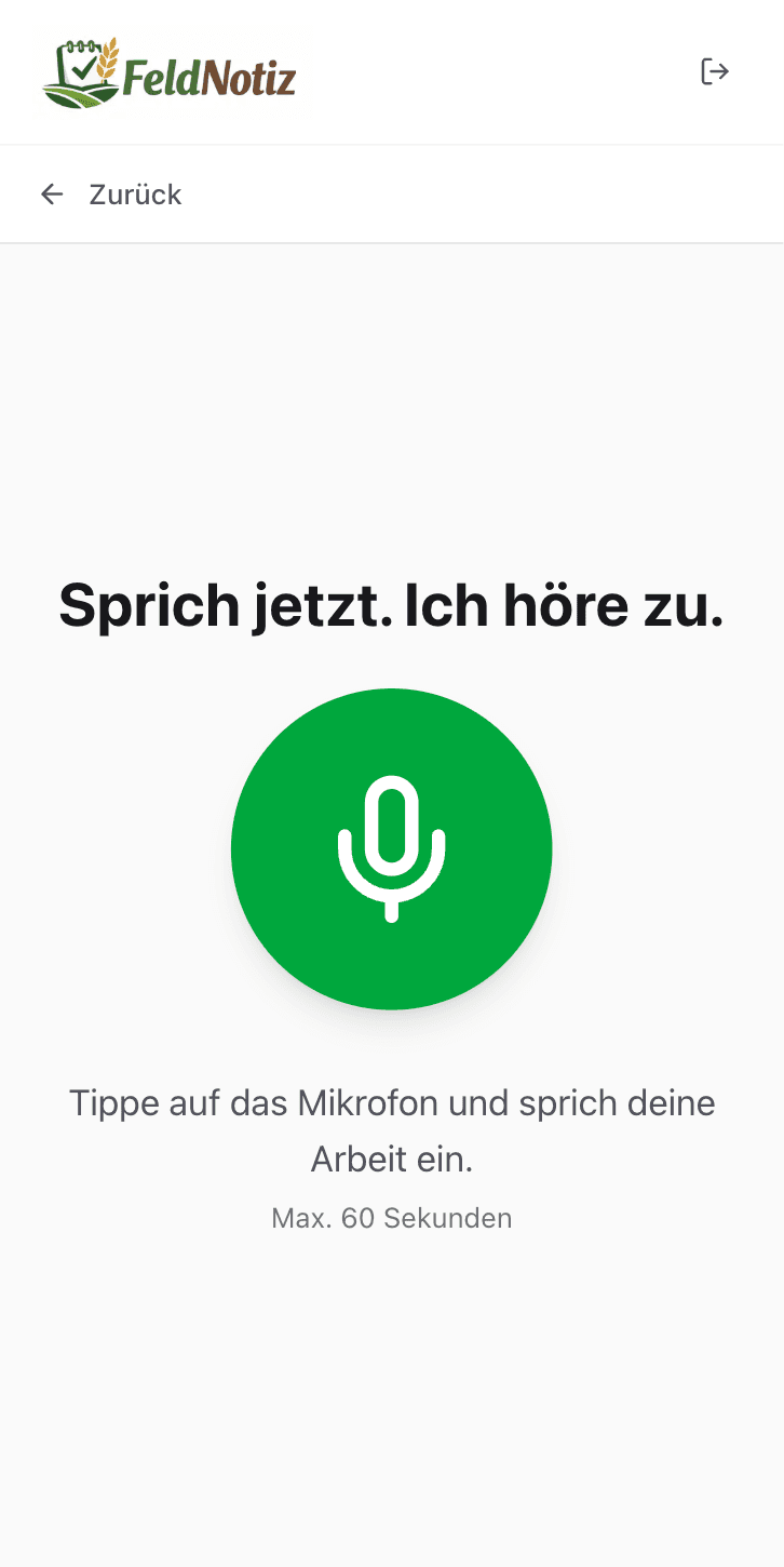 Arbeit festhalten per Sprache