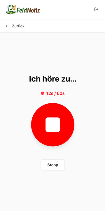 FeldNotiz Sprachaufnahme Interface